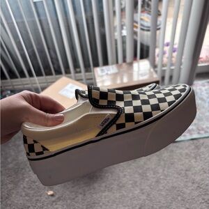 Vans Checkerboard Platform Slip-On - Black & Cream